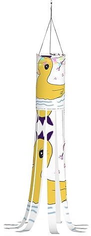 Halloween-Windsack – 100 % Polyester, schnell trocknend und leicht, 101,6 cm, Gartendekoration, hängende Flagge mit heller, gelber Ente