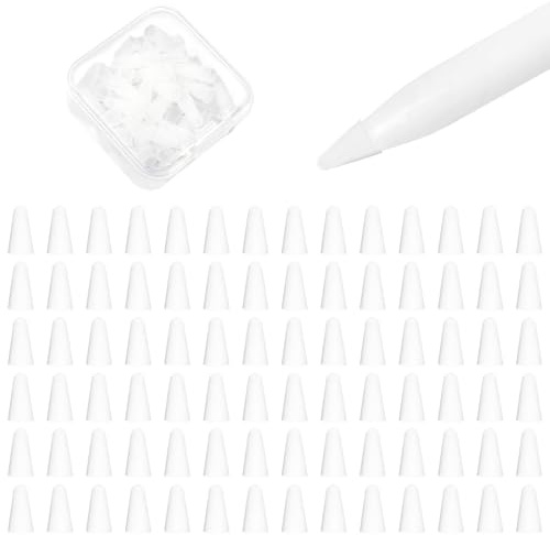 100 Stück Silikon-Spitzenhüllen kompatibel mit Apple Pencil 1/2/Pro/USB-C | 100 Silikon-Spitzenhüllen + 2 Griffhüllen enthalten, rutschfest, geräuschdämpfend, passend für iPad Apple Pencil