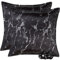 Vielit 2 Stück Satin Kissenbezug 80x80 Schwarz Marmor, Weich wie Seidenkissenbezug, Bessere Pflege als Silk Pillosecase, Satin Kopfkissenbezug Kissenhülle für Haar und Haut kommt mit 2 Haargummis
