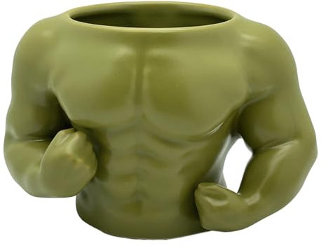 Taza de cerámica creativa y única de 300ml/10oz, taza de café y leche de los hombres musculosos-verde