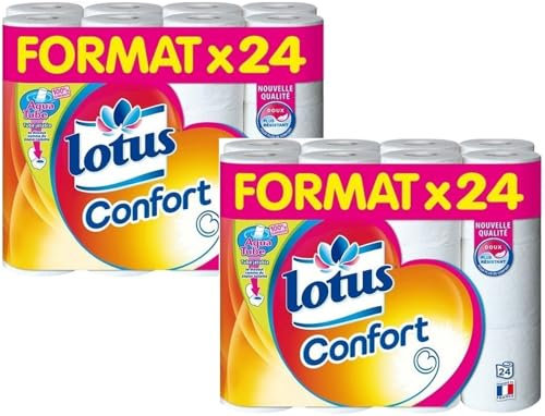 Papier Toilette Lotus Confort Blanc 48 rouleaux doux et résistante - Offre Spéciale