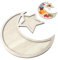 Ramadan Tablett, Holz Mond und Stern Gebäck Tablett Eid Mubarak Tischdeko Teller, Küche Obst Snack Tablett, Essen Servieren Eid Mubarak Platten für Essen Obst Snack Dessert Halter (1 Stücke)