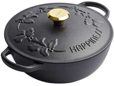 KEOHVEY Enamel Cast Iron Micro Pressure Saucepan/Dutch Oven with Airtight Lid, Domestic Pan, Uncoated Stock Pot, Nonstick Pan/Universal Cooker 23cm-A