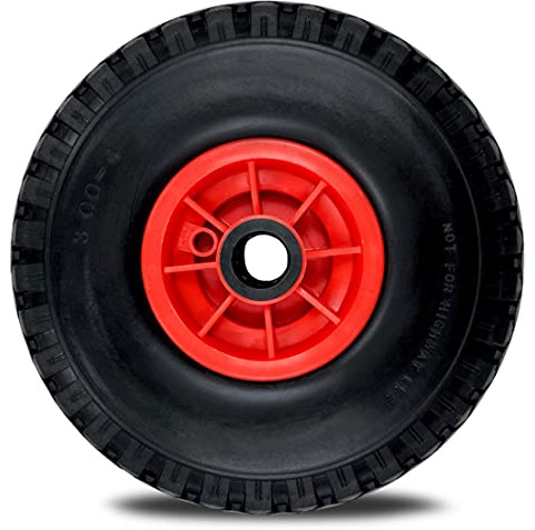 TAMS® Sackkarrenrad pannensicher Vollgummireifen 3.00-4 Ø 260 mm Ersatzrad PU Rad Sackkarre Ersatzrad Bollerwagen schwarz/rot (25x75 mm)