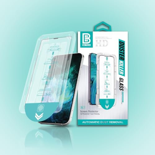 BH TEC Screen protector For iphone 13/ iphone 13 pro/iphone 14 [Top 9H Tempered Glass Film] crystal clear HD, Anti-Scratch, [Automatic Dust Removal] with easy installation Frame, (pack 2)