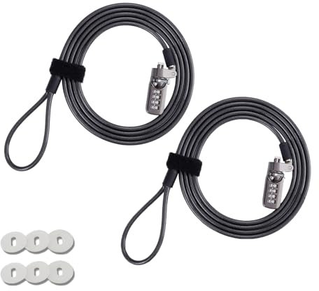 Maizoon Zahlen-Laptop-Sicherheitsschloss mit 4-stelligem zurücksetzbarem Code-Kombination, 1,9 m, Wirerope für PC-Monitore, Projektor-Docks und andere Geräte, Militär, 2 Stück