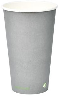 BIOFUTURE Disposable Paper Cups – 100% Compostable & Biodegradable 16 Ounce Party Cups for Weddings, Birthdays & Events, Sustainable Cold Drink Party Supplies – 50 Pack, Grey, 16oz