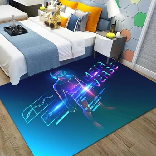 Modern Teppich, Flecken Und Wasserfester Fusselfreier-Teppich Bunte Vr-Charaktere Für Zuhause Büro Schlafzimmer Wohnzimmer Küche Waschbarer Teppich, 100 X 200 cm -2S0U7J2