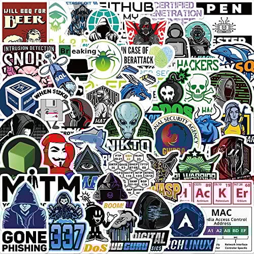 Hacker Stickers for Laptop (50 PCS),Gift for Children Teens Adults Girl Boys,Waterproof Stickers for Water Bottle,Hacker Vinyl Stickers for Scrapbook,Skateboard,Bike,Phone,Dairy