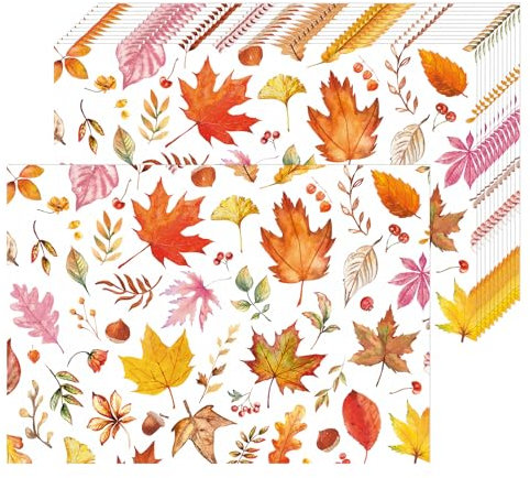 50 tovagliette di carta con foglia di acero, tovagliette di carta foglie cadute, tovagliette usa e getta 40 x 28 cm, autunno decorazione per vacanze, feste, fattoria, casa