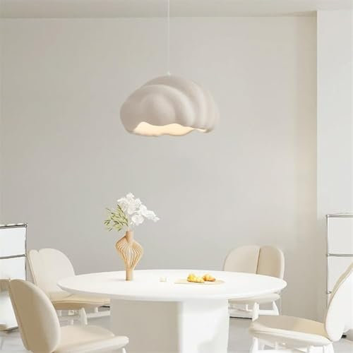 Modern Pendelleuchte Esszimmer Japanischer Wabi-sabi Stil Hängeleuchte Weißer Kreative Kronleuchter Beton Zement Look Lampenschirm E27 Sockel Für Esszimmer Küche Cafe Inselleuchte Bar Restaurant(Beige