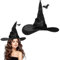 Coriver Hexenhut Damen, Schwarz Hexe Halloween Hüte mit Fledermaus Anhänger, Zaubererhut für Kinder Erwachsene, Halloween Hüte Kostüm Zubehör Accessoires für Karneval Fasching Mottoparty Cosplay