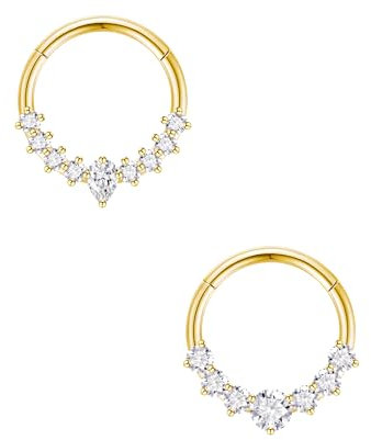 jagosen Septum Piercing Ring Gold 16g 8mm Chirurgenstahl Nasenpiercing Nasenring Nostril Daith Lippenpiercing Ring Septum Clicker