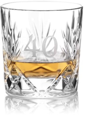 DIAMANTE Crystal Whisky Tumbler, 40th Birthday Edition, Traditional Astwood Design, Lead-Free European Crystal, Gift Boxed