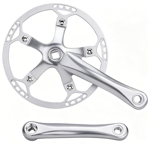 KANGXYSQ 170mm Klapprad Quadratische Kurbelgarnitur 45/47/53/56/58T Rundes Kettenblatt Faltrad Kurbelarm Set Aus Aluminiumlegierung(Silver,58T)