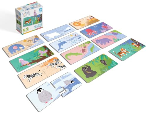 KukiKuk Puzzle Duo Wo die Tiere Leben – Lernspiel für Kinder ab 2 Jahren – Fördert logisches Denken & Wortschatz – Große stabile Teile – Pädagogisch wertvolles Geschenk für Tierfreunde