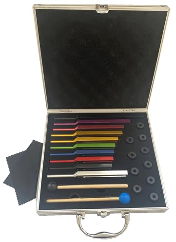 Therapy Sound Chakra, Set Fork Tuning Solfeggio 10 Pcs, Alloy Aluminum Material, With Bases Rubber, Mallets Wooden, Box Storage And