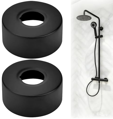 2 Stück Rosette Duscharmatur, 25mm Rohrabdeckung Edelstahl, Abdeckrosette Schwarz, Lackierte Oberfläche, Wasserhahn Abdeckung für Wasserleitungen, Wasserhähnen, Abflussrohren usw.