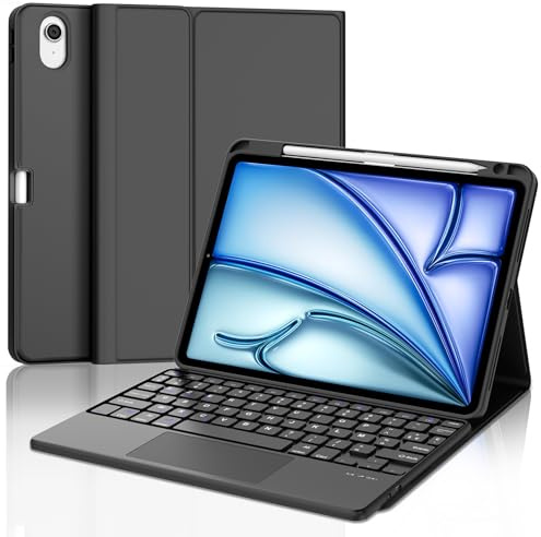 JADEMALL Clavier avec Trackpad pour iPad Air 11 M4/M3/M2 2026/2025/2024, AZERTY Français Clavier Bluetooth Détachable avec Pavé Tactile pour iPad Air 11 Pouces M2/M3/M4 2026, Noir