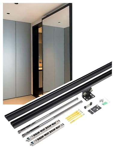 Unsichtbares, schienenloses Schiebetürbeschlag-Set, Ghost Door mit 2-Wege-Dämpfer for Holz-/Aluminiumtüren – schwebendes Design(1.5 meters/4.9ft)