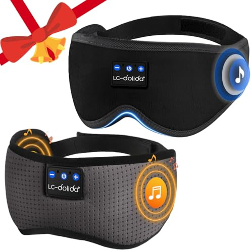 LC-dolida The Ultimate Relaxation kit - Bluetooth 3D Sleep Mask + Breathable Sleep Mask - 100% Total Blackout, Fully Adjustable, Zero Eye Pressure Eye Mask for Sleeping, Travels and Nap
