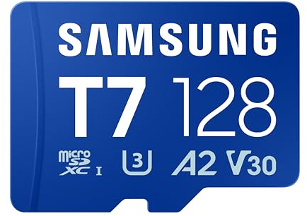 Samsung Scheda di memoria microSD T7 da 128 GB, scheda di memoria per smartphone, tablet e console palmare, fino a 170 MB/s di lettura, MB-MB128T/WW