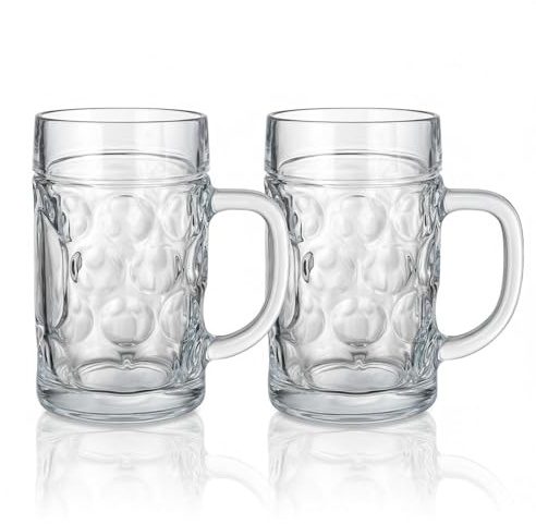 Plastard 2er Set Bierkrug 0,5L aus SAN Kunststoff bruchsicherer Bierseidel | Spülmaschinenfest & Wiederverwendbar - BPA-Frei, 500 ml, robuste Biergläser für Gartenparty, Gastro & Festival, Geschenkidee