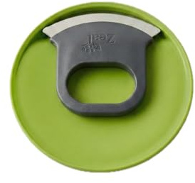 BERARDI B.INTERIORS | Set Tritatutto con Coltello Mezzaluna e Tagliere Curvo, Verde, Acciaio Inox, Design Compatto Salvaspazio con Base Antiscivolo