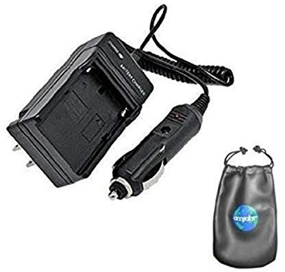 Digital Replacement Mini Battery Travel Charger for Specific Digital Camera and Camcorder Models / Compatible with Samsung BP-90A with Intelligent-Charge Technology - Includes Car Adapter and Leatherette Camera / Lens Accessories Pouch