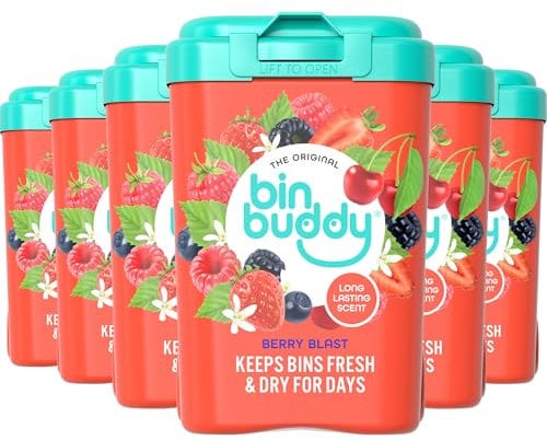 Bin Buddy Fresh Berry Blast, 450g, Pack of 6, Bin Freshener Deodoriser Powder, Leaves Your Bin Smelling Great, Suitable for Indoor and Outdoor Bins