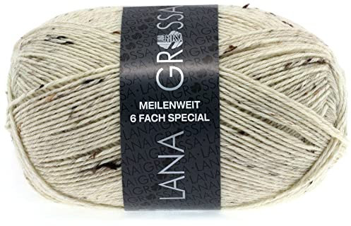 LANA GROSSA Meilenweit 6-fach 150 | 6-fädiger Sockenklassiker, waschmaschinenfest | Handstrickgarn 80% Schurwolle & 20% Polyamid | 150g Wolle zum Stricken & Häkeln | 390m Garn FB8817