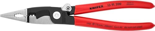 KNIPEX Elektro-Installationszange mit Kunststoff überzogen schwarz atramentiert 200 mm, 13 91 200