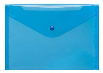 PP-Transparent-Umschlag, A5, Druckknopf, Transparent, blau, 10 Stück