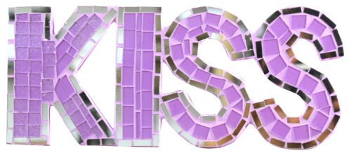 PEMA Schriftzug KISS aus Glasbruchstücken mit 3D-Effekt aus Bali/Indonesien 25 cm