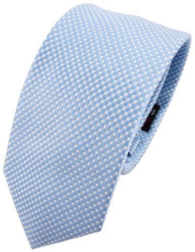 TigerTie - schmale Designer Seidenkrawatte in blau hellblau silber gepunktet