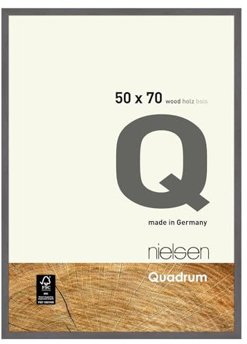 nielsen Bilderrahmen, 50 x 70 cm, Holz, Dunkelgrau, Posterrahmen zum Aufhängen im Hoch- & Querformat, Echtglas, Quadrum