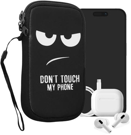 kwmobile Carcasa para móvil tamaño M - 5,5 - Funda Universal con Cremallera - Estuche de Neopreno - Don't Touch my Phone