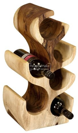 Solid suar wood tree wine rack 6 bottle - Rich wax finish (Part of our monkey pod range)