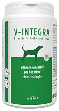 V-INTEGRA Cane Adulto 200g, Integratore Completo Ricco di Vitamine e Minerali per Dieta Casalinga e BARF, V Integra Multivitaminico Cane, Made in Italy