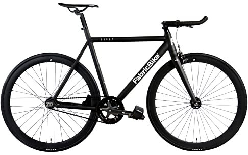 FabricBike Light - Fixed Gear Fahrrad, Single Speed Fixie Starre Nabe, Aluminium Rahmen und Gabel, Räder 28, 4 Farben, 3 Größen, 9.45 kg (Größe M) (L-58cm, Light Matte Black)