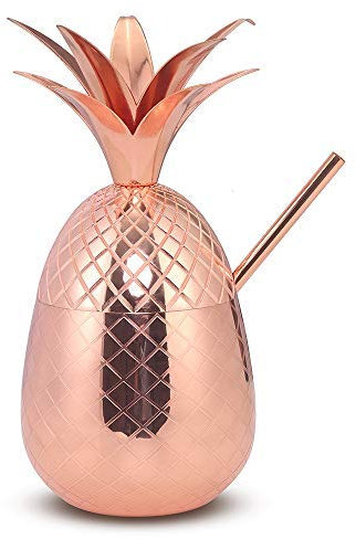 Yxaomite - Vaso de cóctel con piña (500 ml, acero inoxidable 304), color rosa