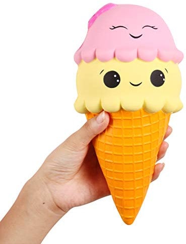 ANBOOR Squishies Smiley-Eiscreme Groß Langsam Steigend Squeeze Spielzeug Slow Rising Antistress Squishies Spielzeug für Kinder (Bunt, 12,5*10,5*21,5cm, 1pcs)