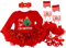 BabyPreg Neonate Il Mio Primo Natale Babbo Costume del Partito del Vestito 4PCS (3-6 Mesi, Primo Albero di Natale)