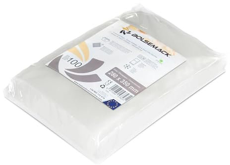 Bolsa para envasado al vacio 280x350 mm. gofrada (100 Unidades) para Todo Tipo de envasadora doméstica, Foodsaver, Lacor, Caso, tre Spade, etc.