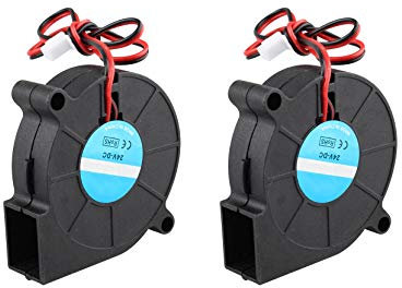 Jopto 2Pcs 3D Printer Cooling Blower Fan DC 24V 50 x 50 x 15mm 5015 Blow Radial Cooling Fan 2Pin Accessories Hot End Extruder Compatible with RepRap i3 3D Printer Cooler Heat Sinks
