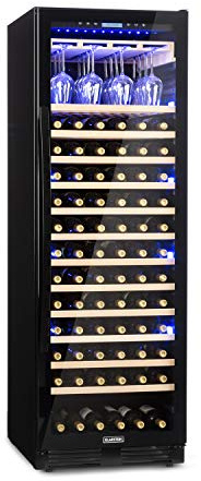 Klarstein Built-In Wine Cooler Fridge, Single Zone Wine Fridge with Glass Door, 433L Slimline Drinks for Beer & Chiller Bottle for Home Pub, Indoor/Outdoor Bar 165 Bottles