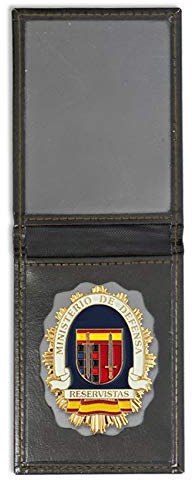 Cartera + Placa Ministerio de Defensa - Reservista | Cartera de Polipiel identificativa con Chapa/Insignia para decoración, coleccionismo y atrezzo