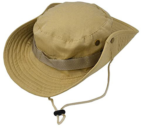 Taeku Buschhut, Herren Damen Mesh Bucket Boonie Hat Breite Krempe Sonnenhut mit Kinnband Fischermütze Outdoor Angelhut (Braun)