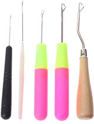 GUMEI 5 Stück/Set Kunststoff Häkelnadel Flechtverriegelung Haken Weben Haar Dreadlock Craft