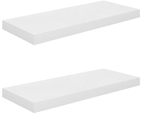 vidaXL 2X Wandregal Schwebend Hängeregal Wandboard Bücherregal Regalbrett Schweberegal CD DVD Regal Dekoregal Hochglanz-Weiß 60x23,5x3,8cm MDF